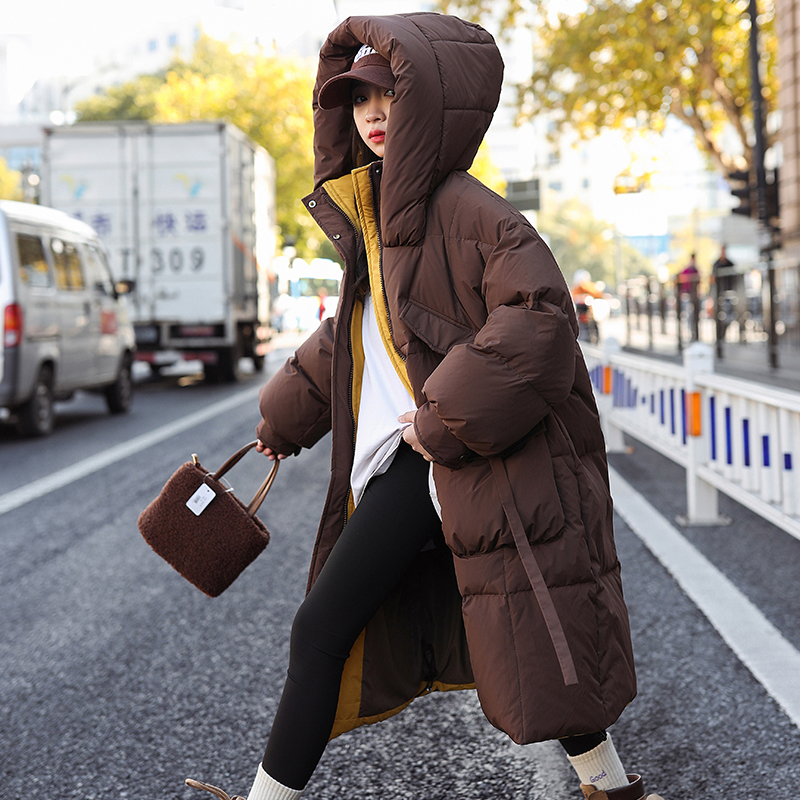 女大童丝绵服冬装2023新款韩版洋派中长版加厚女孩冬季白鸭绒外套