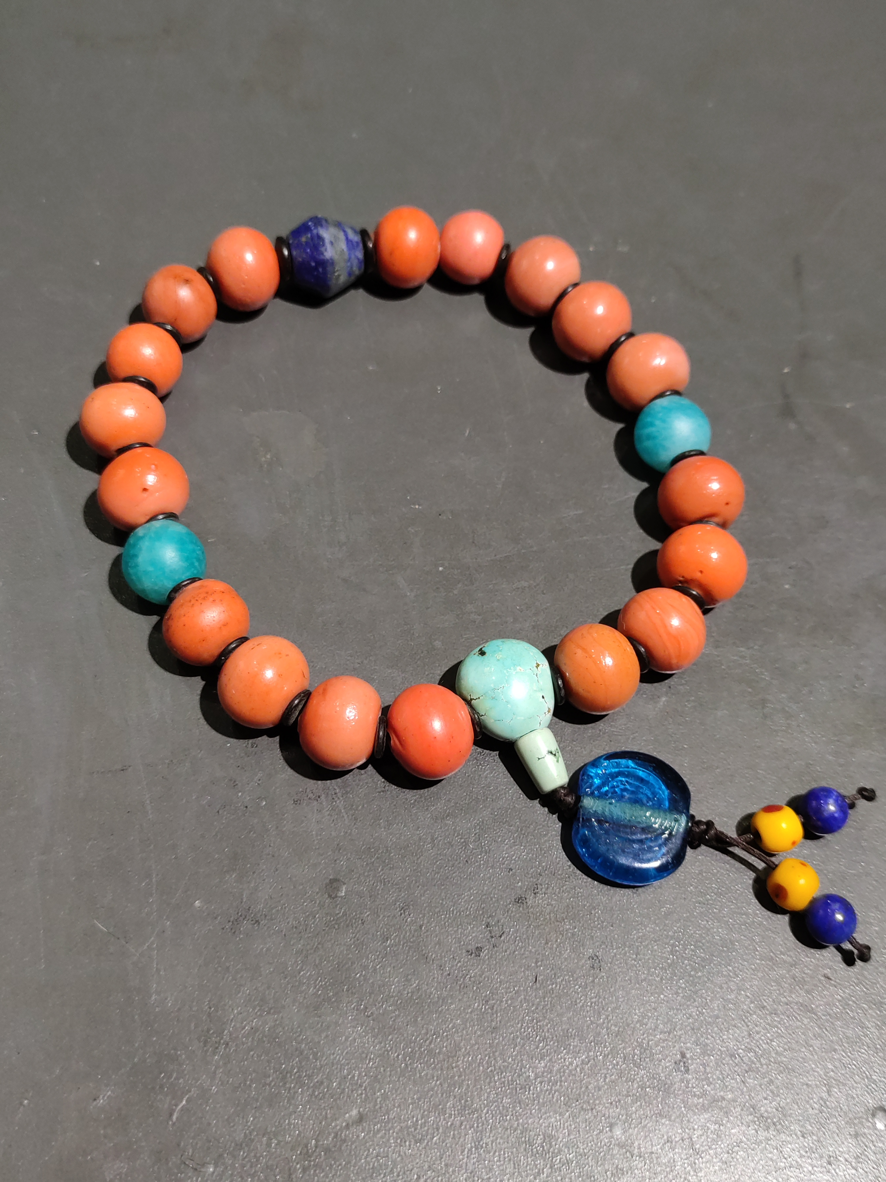 非金属玻璃手链 新中式民族风陶瓷手链非金属圆珠手串