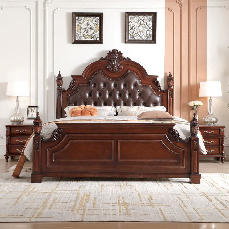 美式雕花1·8米床实木床双人床主卧高端大气智能储物1.8米x2米大床