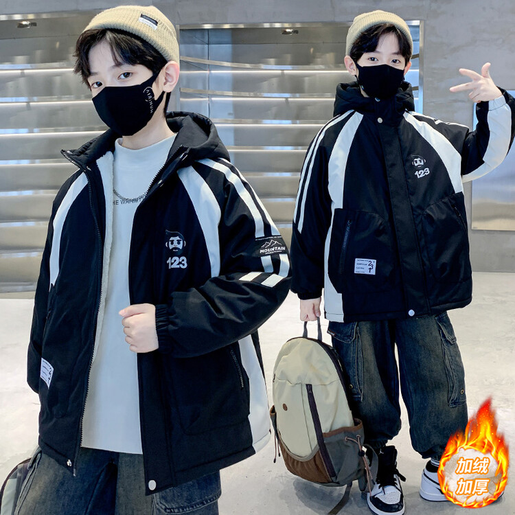中大童男童棉服冬季外套年新款男孩冬装棉袄加绒加厚派克服儿衣