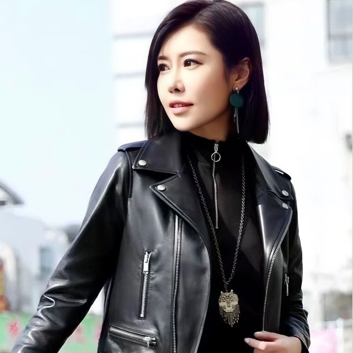 皮夹克外套皮衣女外套女装春秋显瘦时尚女士修身休闲百搭真皮加绒