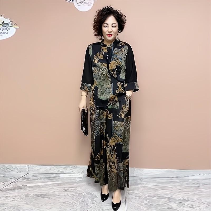 H夏季爆款高档桑蚕丝贵夫人气质显瘦复古减龄妈妈装休闲时尚款套