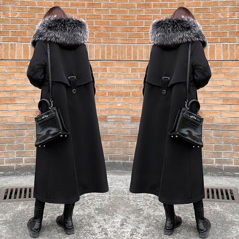 波司登大码冬季新款过膝宽松显瘦时尚派克服女胖mm超大毛领加厚羽