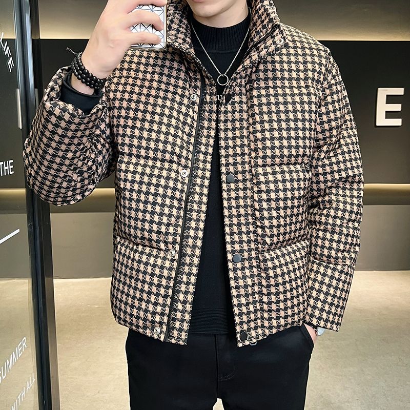 波司登千鸟格羽绒服男冬季2023新款加厚保暖潮流休闲痞帅气外套上