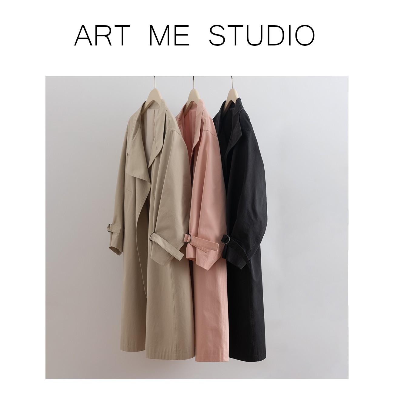 『Hello Art Me』博主三色风衣春秋气质时尚百搭中长款纯色 XM015