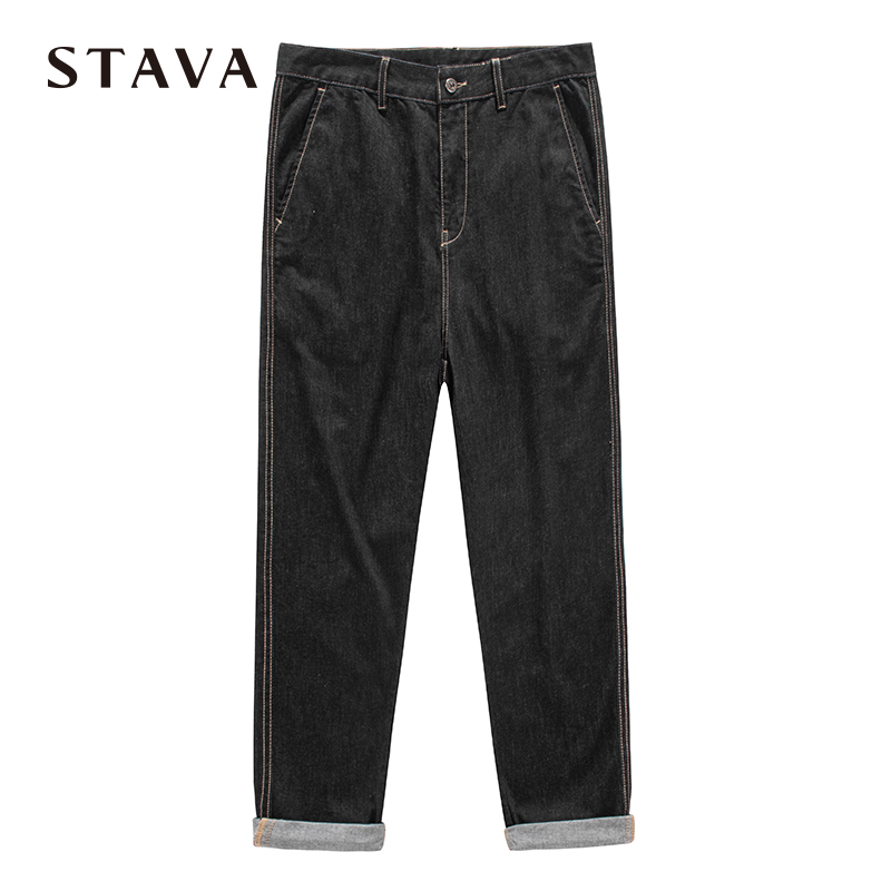 STAVA/斯得雅休闲宽松春季牛仔裤牛仔直筒裤子水洗百搭61134165