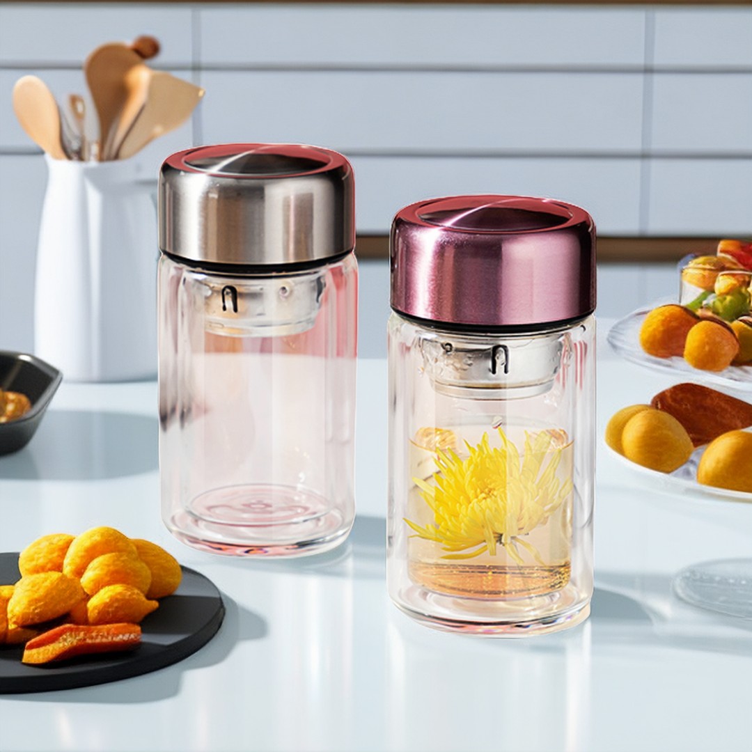 玻璃杯双层透明泡茶杯子水晶定制刻字车载隔热男高档水杯印字logo