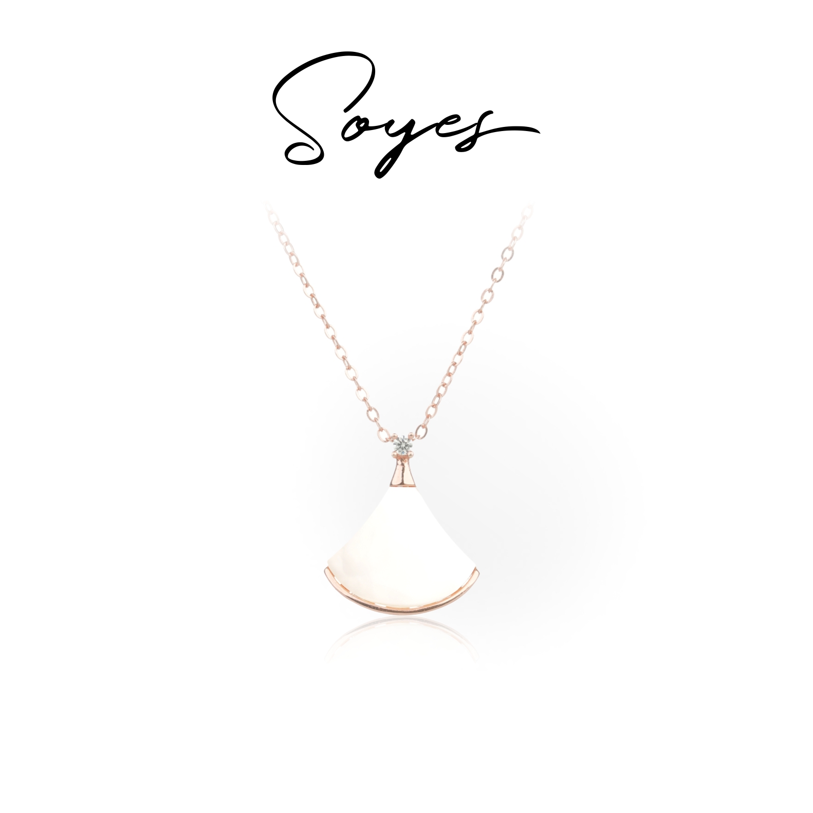 soyes/索野 坠链均925银合成锆石 意大利轻奢扇形小裙子项链女