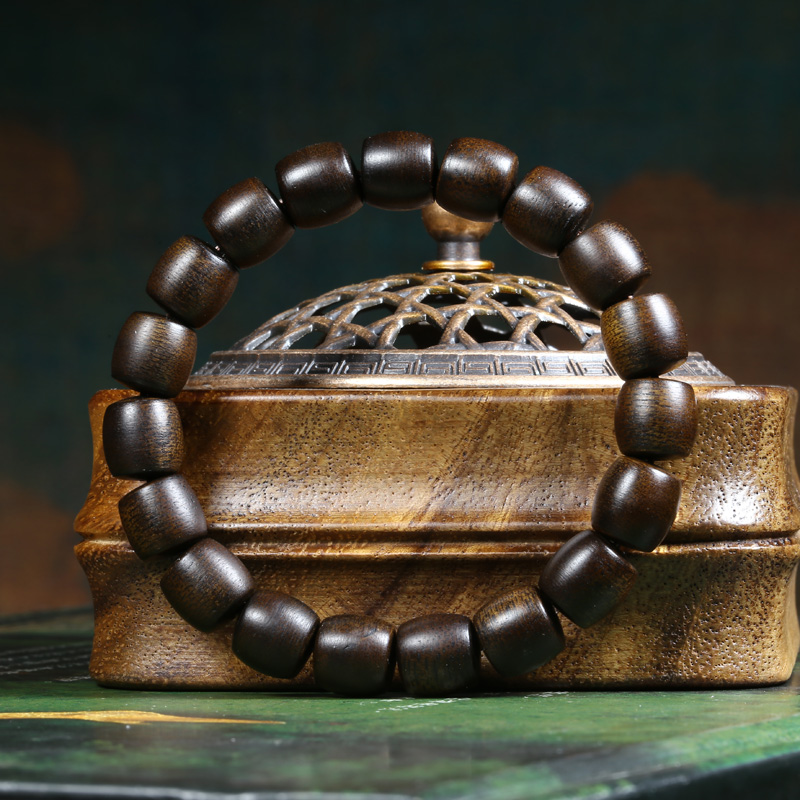 沉香越南芽庄白奇楠沉水级玉化沉香老料10mm单圈桶珠珍藏