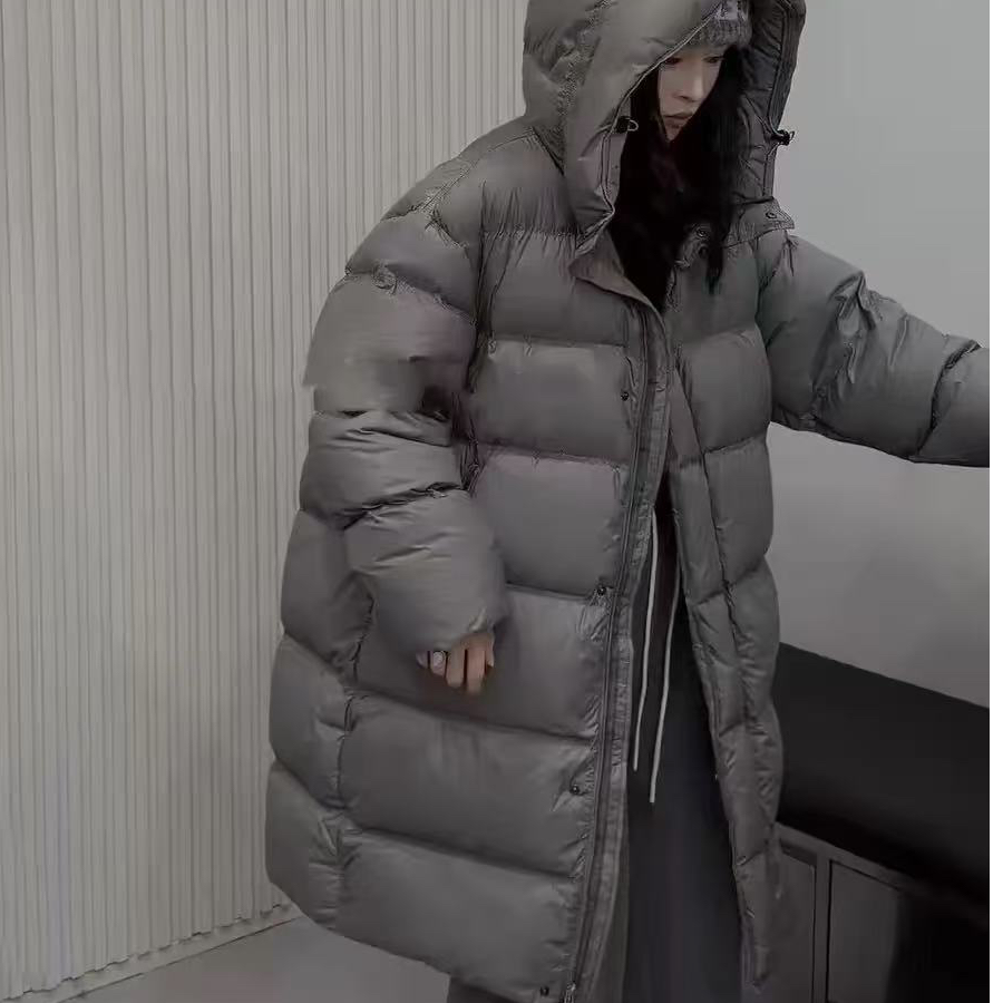 568 寒冬保暖女装高级泡芙零压感中长款加厚冬季连帽外套防寒服