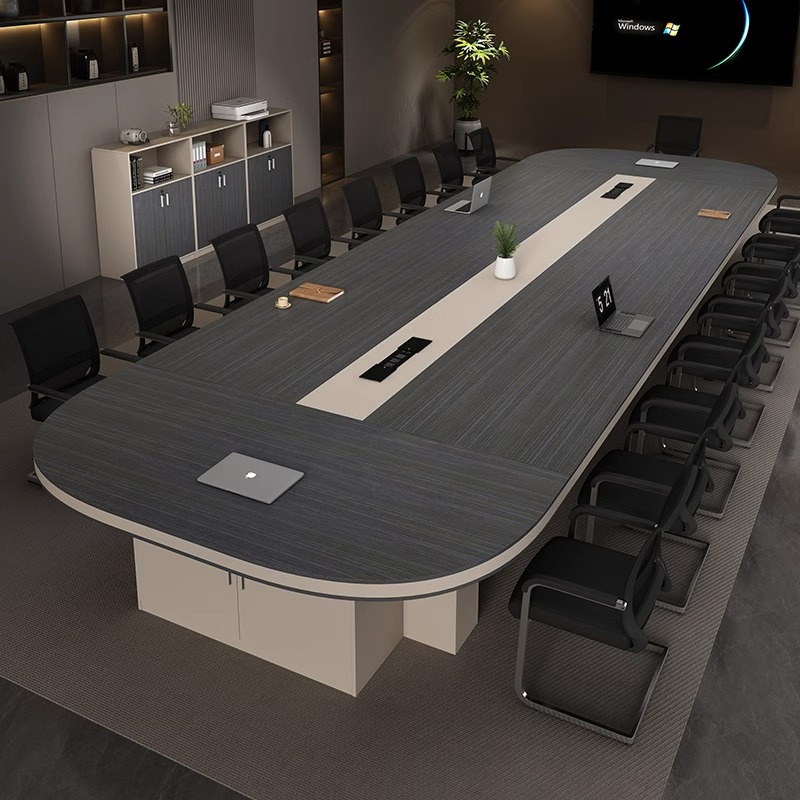 大型会议桌长桌简约现代椭圆形多人培训洽谈桌公司办公室桌椅组合