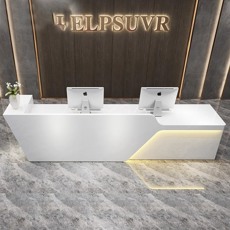 公司烤漆前台时尚简约现代异形接待台咨询吧台宾馆创意迎宾收银桌