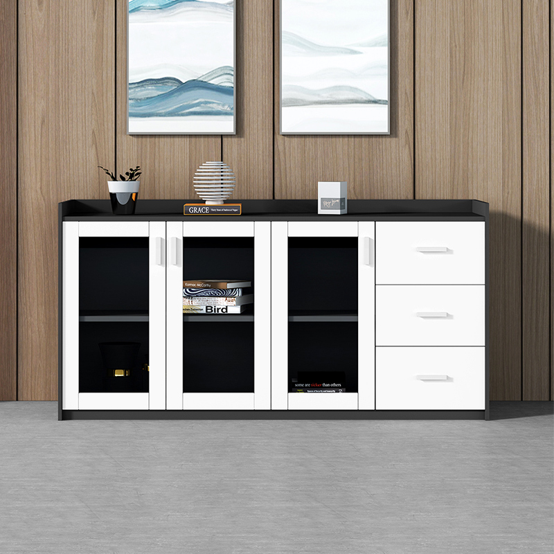 办公文件柜矮柜办公室茶水柜资料储物柜子档案柜抽屉书柜玻璃门