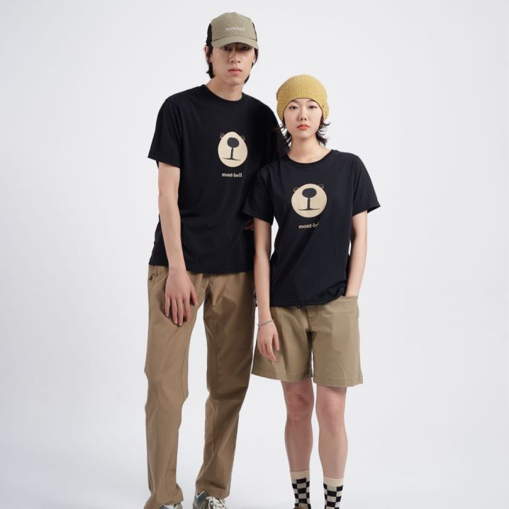 【商城同款新品】Montbell小熊印花速干T恤短袖户外男女爆款圆领