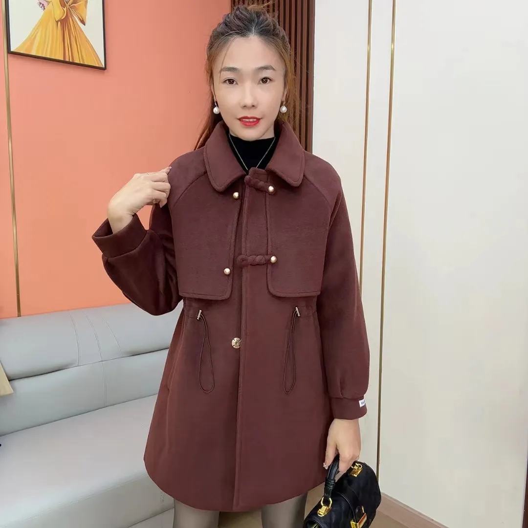 冬季新款女中长款双面大衣修身显瘦时尚气质高级感大衣外套