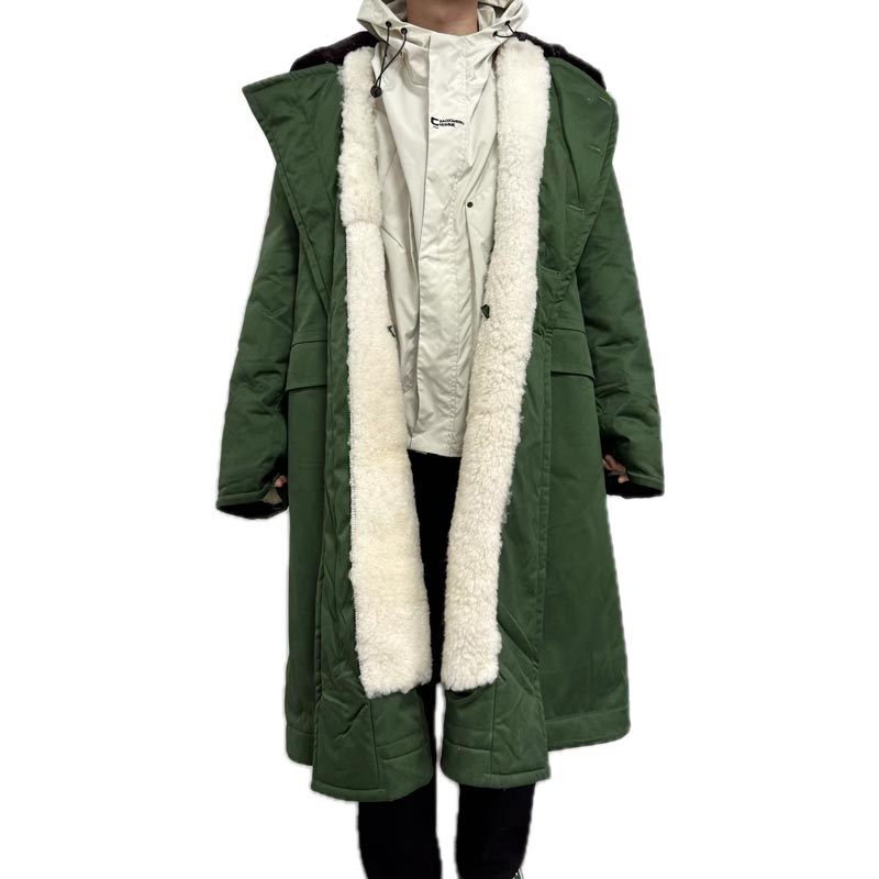 扒柒老货冬季橄榄绿羊皮毛大衣中长款保暖男士东北防寒绵羊皮毛