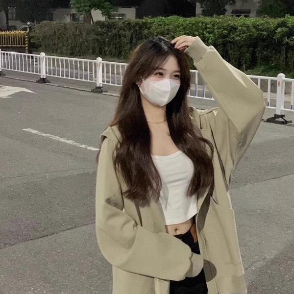 宽松连帽卫衣外套女春秋款新款2025薄款秋季开衫小个子慵懒风上衣