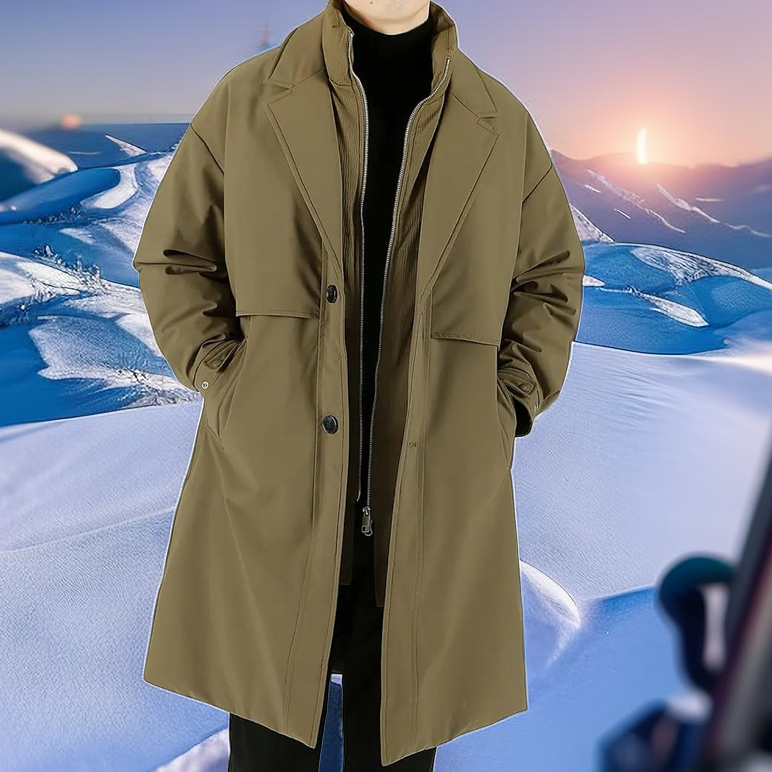 2024新款冬季痞帅加厚中长款保暖羽绒服鸭绒防风户外风衣羽绒衣男