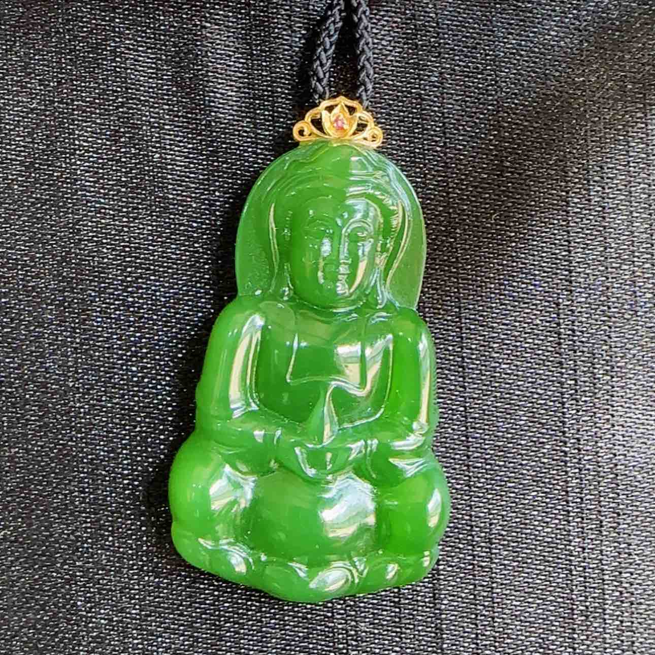【闪购商品】和田玉（碧玉）吊坠(不含链)18K金镶嵌