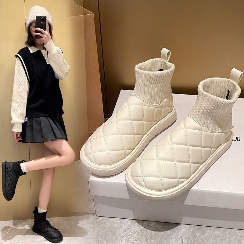 冬款女2023年新款时尚厚底冬季加绒加厚外穿防滑保暖鞋子高帮鞋