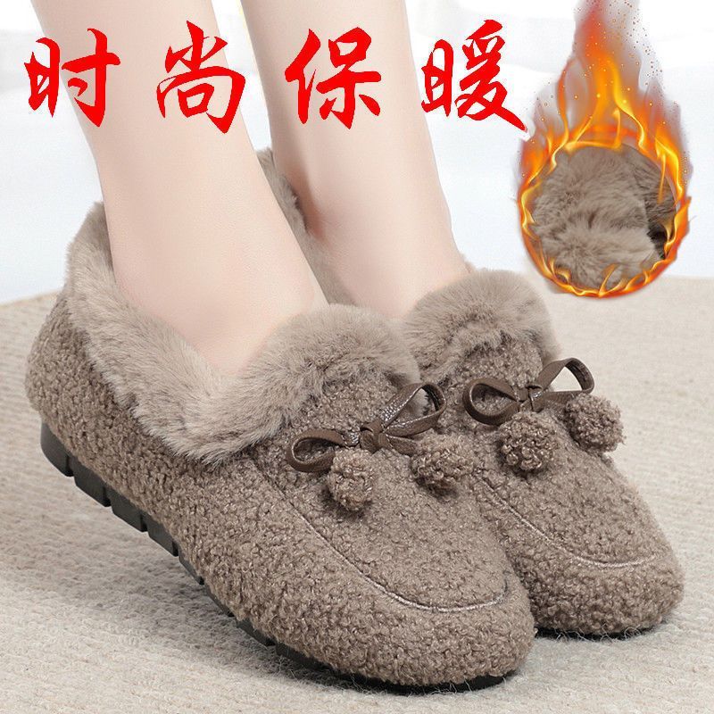 新款冬季保暖女士室内厚底防滑保暖包跟棉鞋软底毛毛月子保暖妈妈