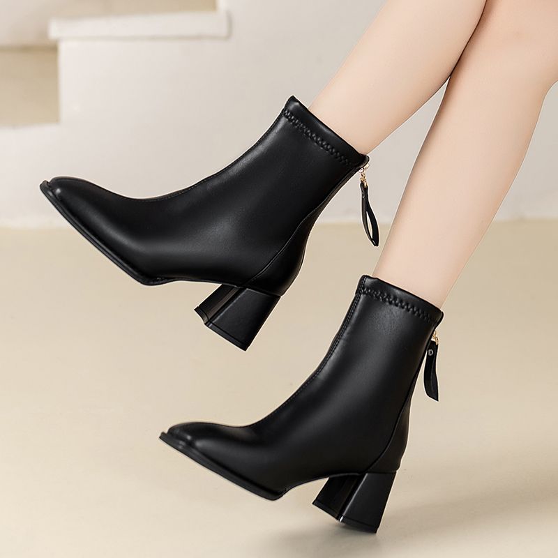 冬款高跟鞋女2023新款短靴靴子冬天女最新款短靴女春秋单靴洋气