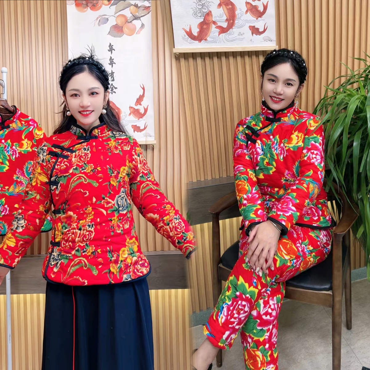 【加绒加棉】东北风大花棉袄民族风秋冬棉衣冬季加厚复古上衣网红款