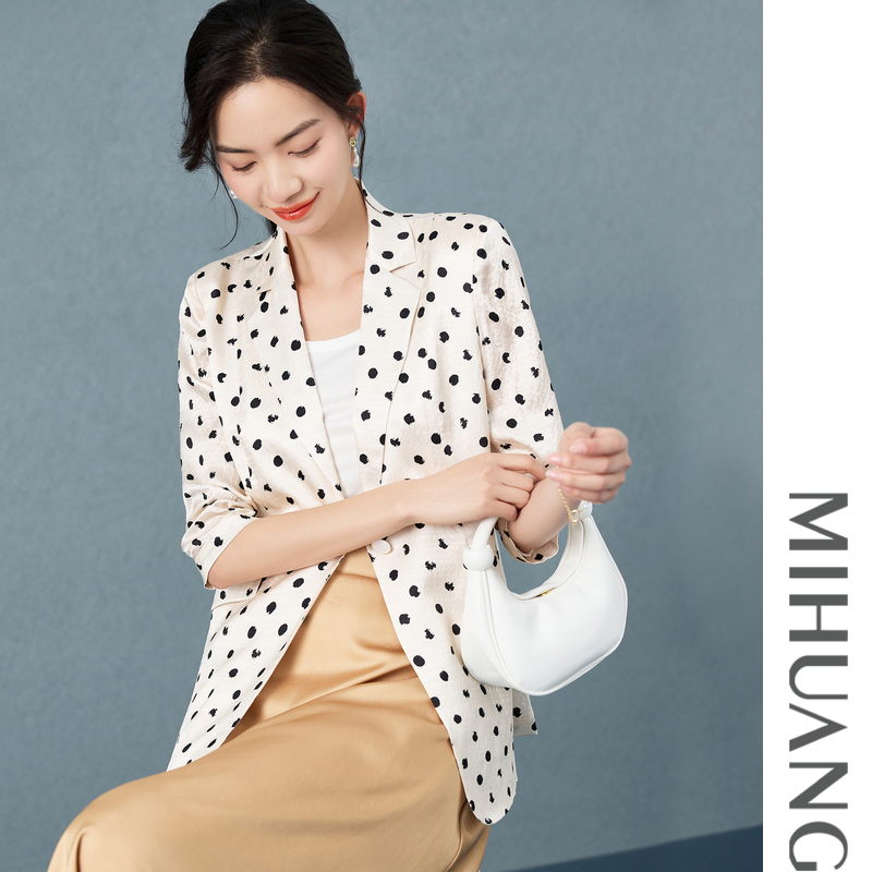 MIHUANG/米皇桑蚕丝时尚波点女士小西装外套537112休闲