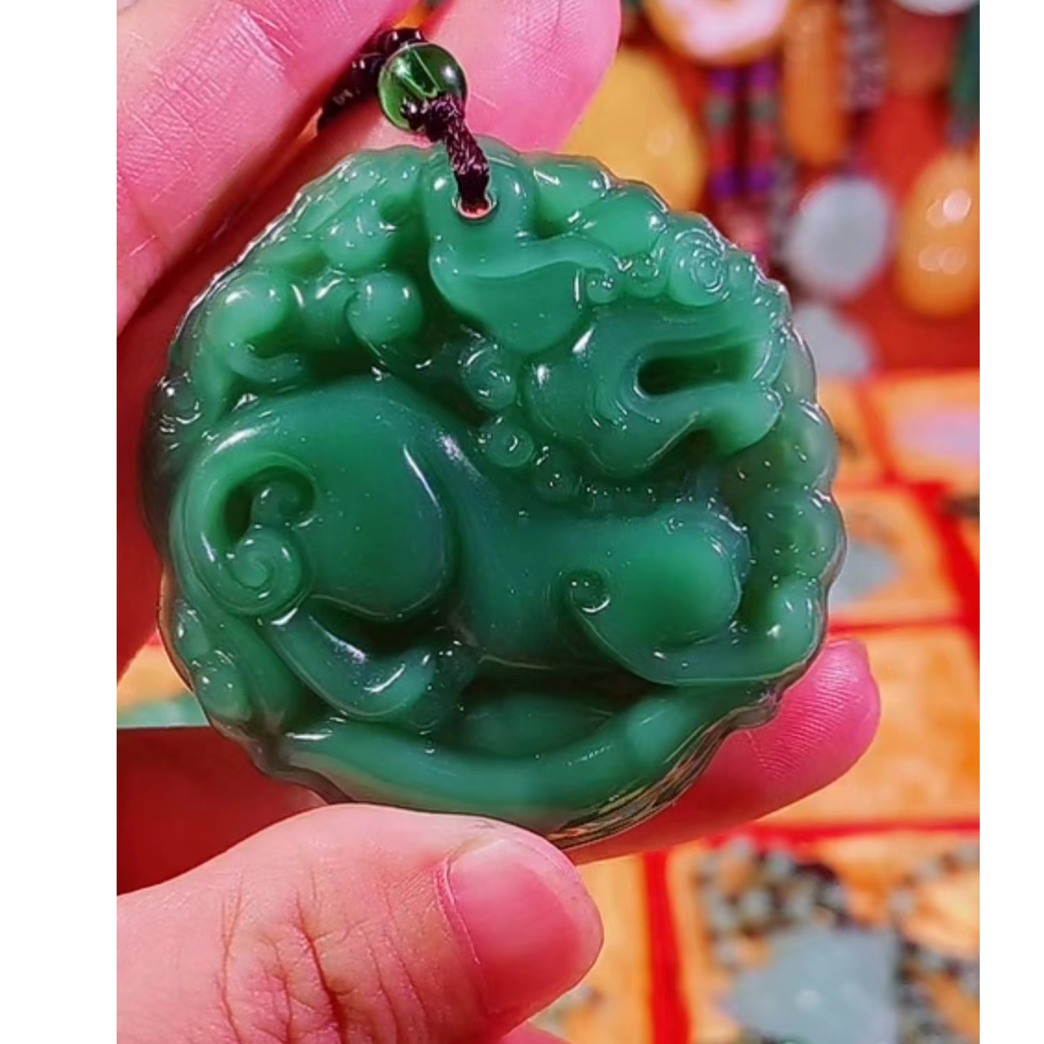 11时尚百搭深绿双面貔貅