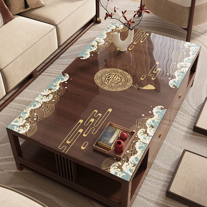 新中式印花透明软玻璃家用免洗防水防油防烫茶几桌布餐桌垫水晶板