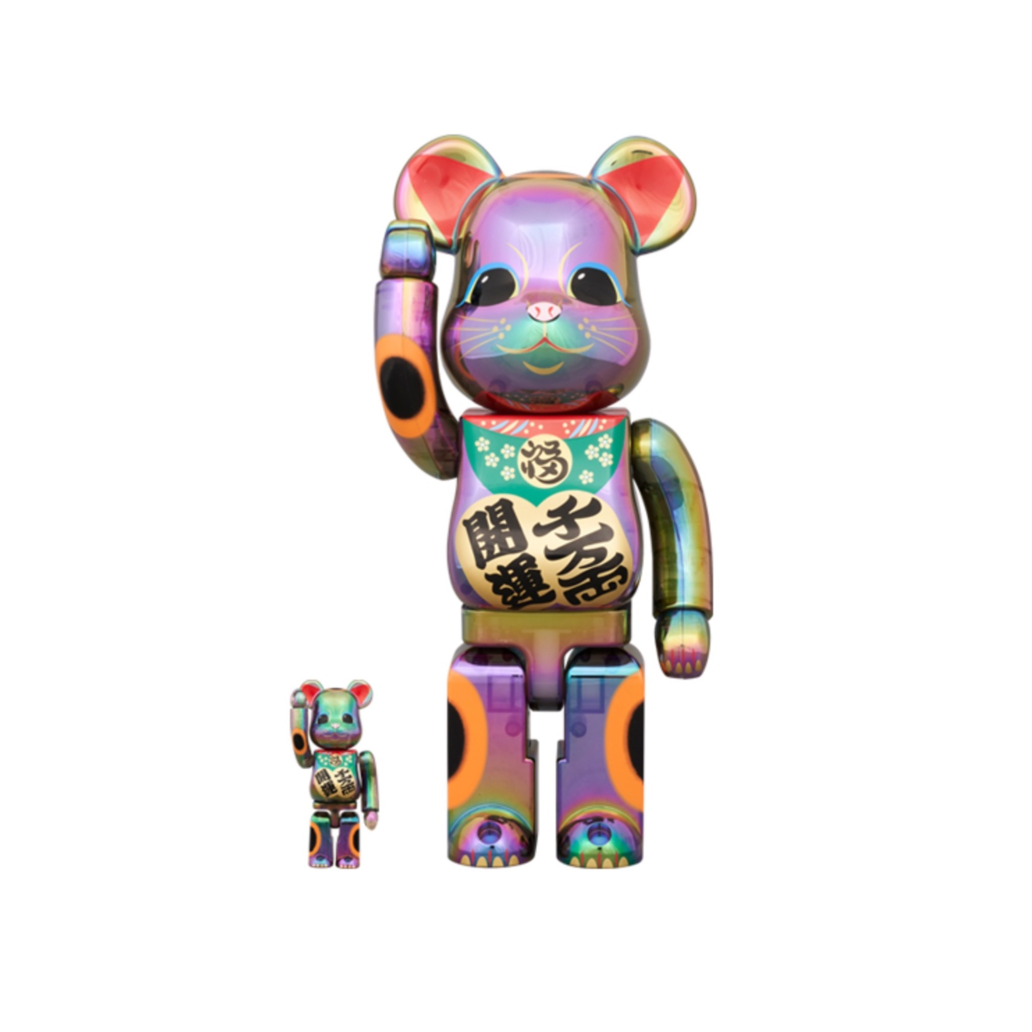 Bearbrick 积木熊 黑色炫彩 招财猫400%+100%