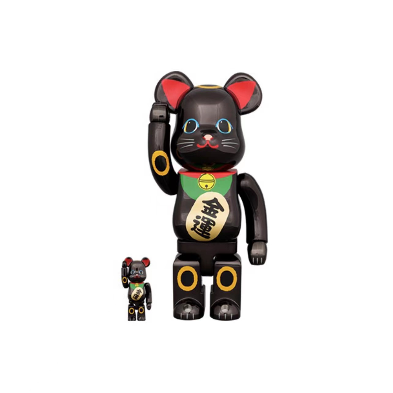 Bearbrick 积木熊 黑色 金运招财猫 400%+100%