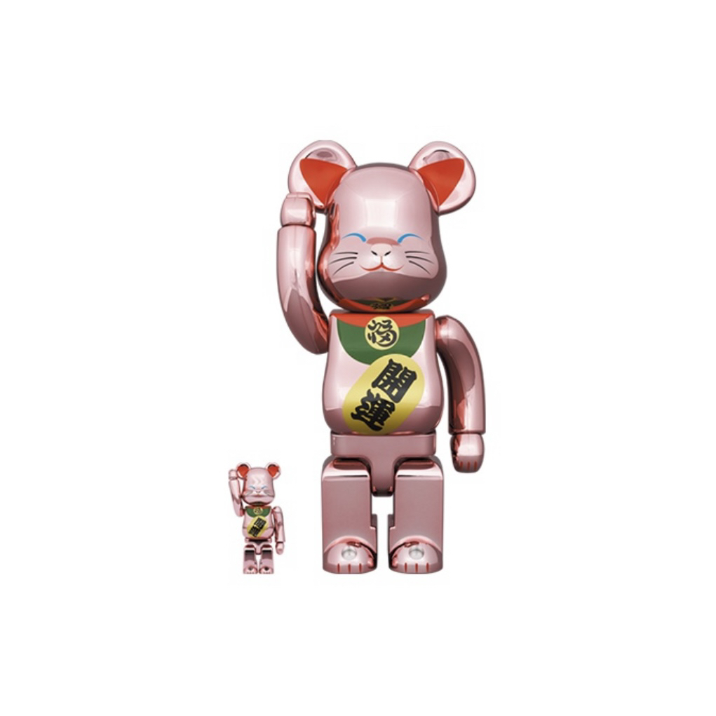 Bearbrick 积木熊 电镀粉招财猫 400%+100%