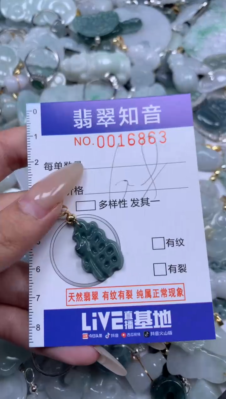 【闪购商品】翡翠挂件未镶嵌含绳16863