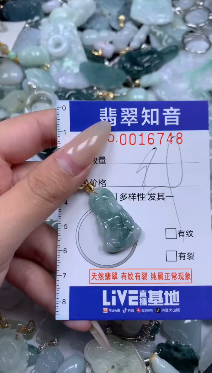 【闪购商品】翡翠挂件未镶嵌含绳16748
