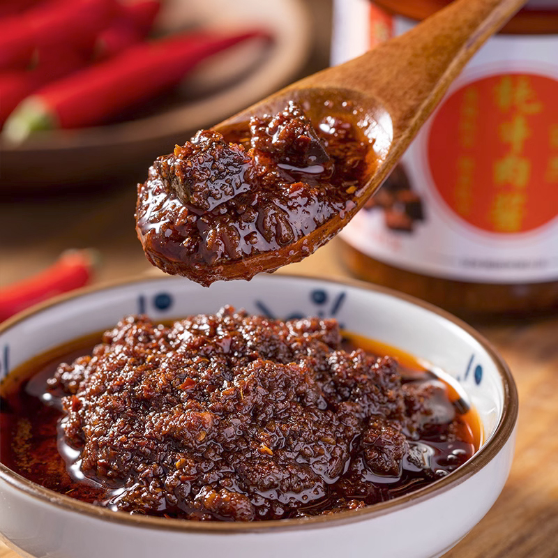 A&E/安多牧场牦牛肉酱189g*1瓶 蒜蓉三菇豆豉香辣夹馍蘸料拌面