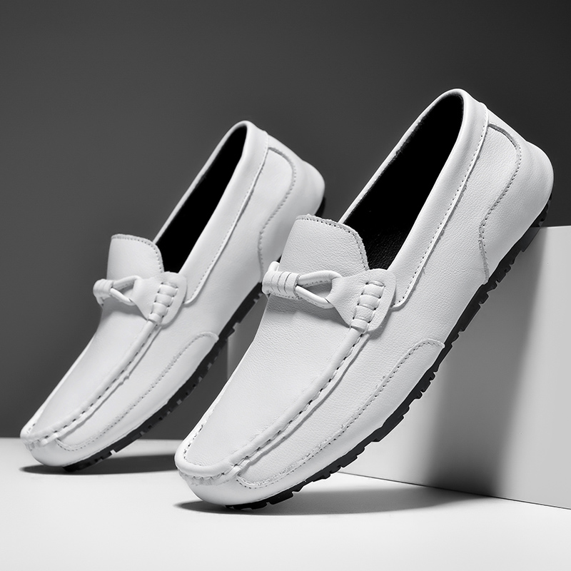 豆豆鞋男真皮一脚蹬懒人鞋商务休闲男士青年百搭英伦男鞋头层牛皮