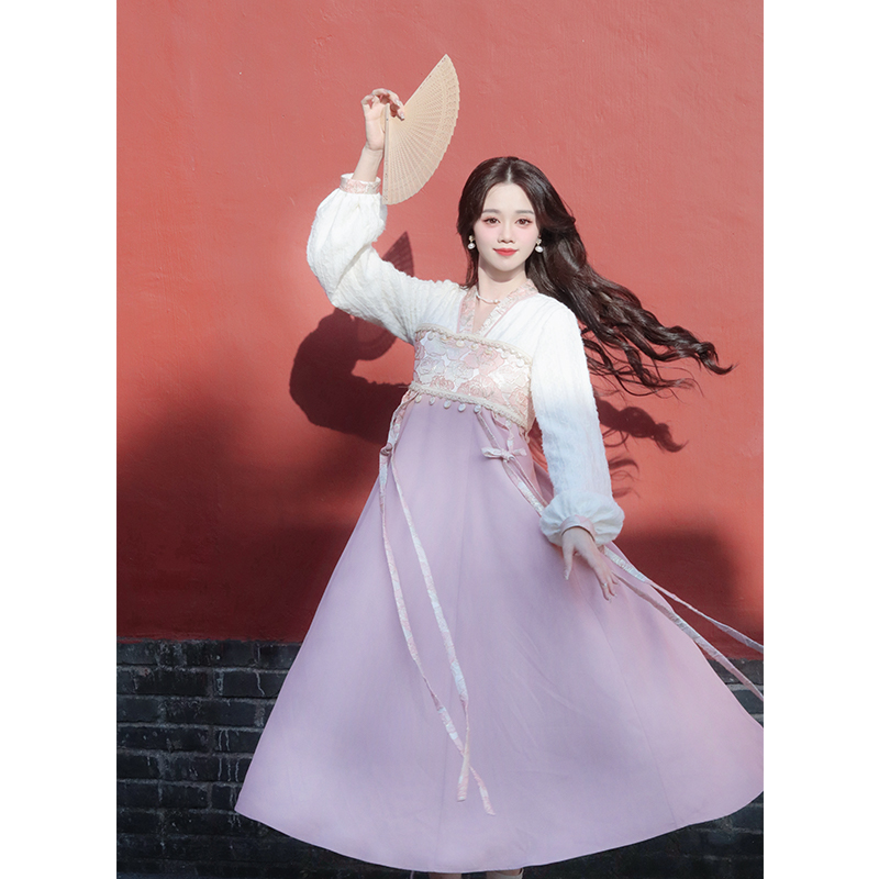 瑶西【粉雾蔷薇】汉服温柔女装裙子春款新款女装新国风长裙连衣裙