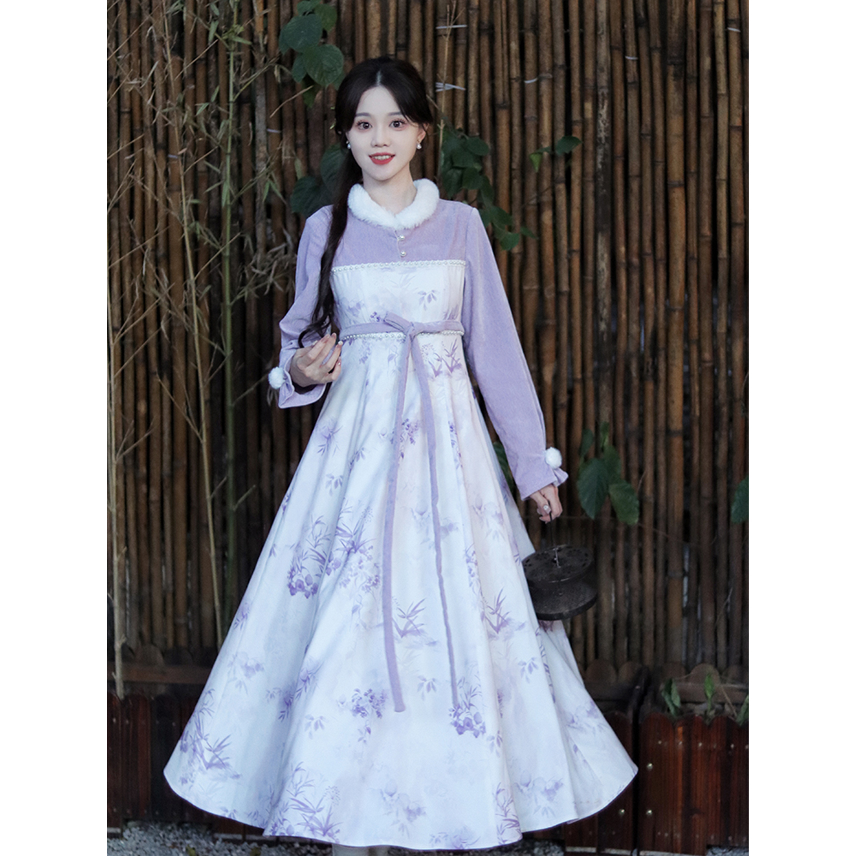 瑶西【花朝紫】汉服国风新中式气质裙子春款古风新款爆款女装连衣裙