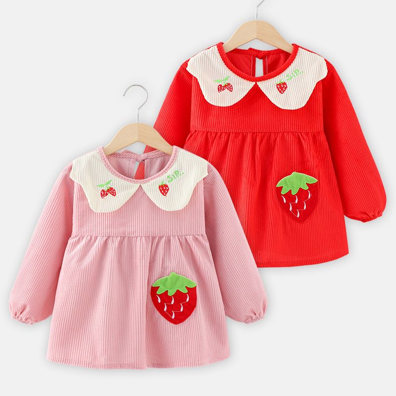 女孩宝宝罩衣秋冬吃饭围兜围裙洋气防水防脏儿童公主裙外穿反女童