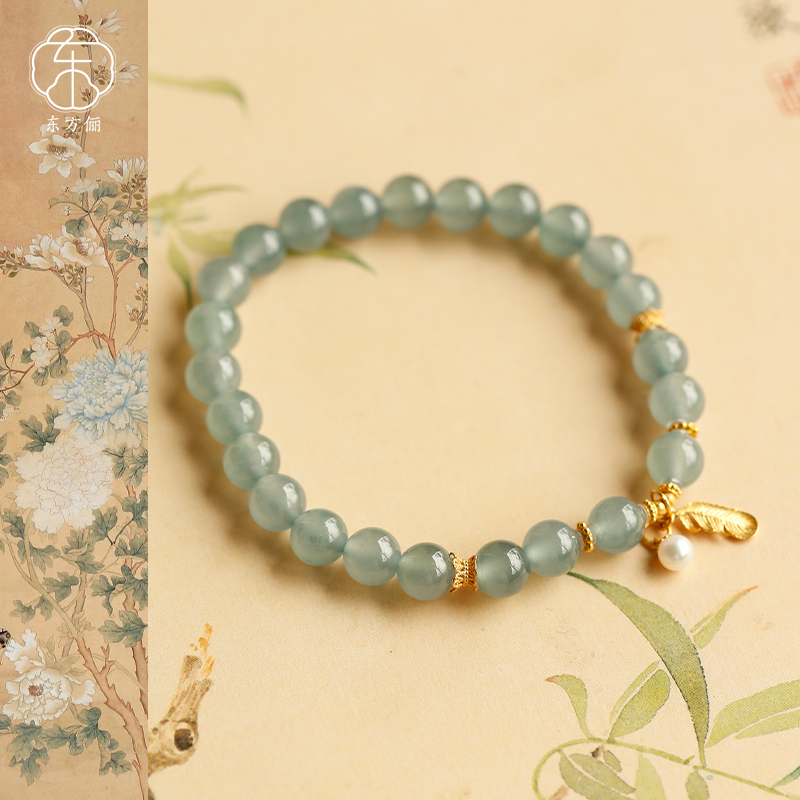 东方俪DOFUNLY【幽仙风】翡翠圆珠羽毛手串18K金多样性发货FCSC空谷