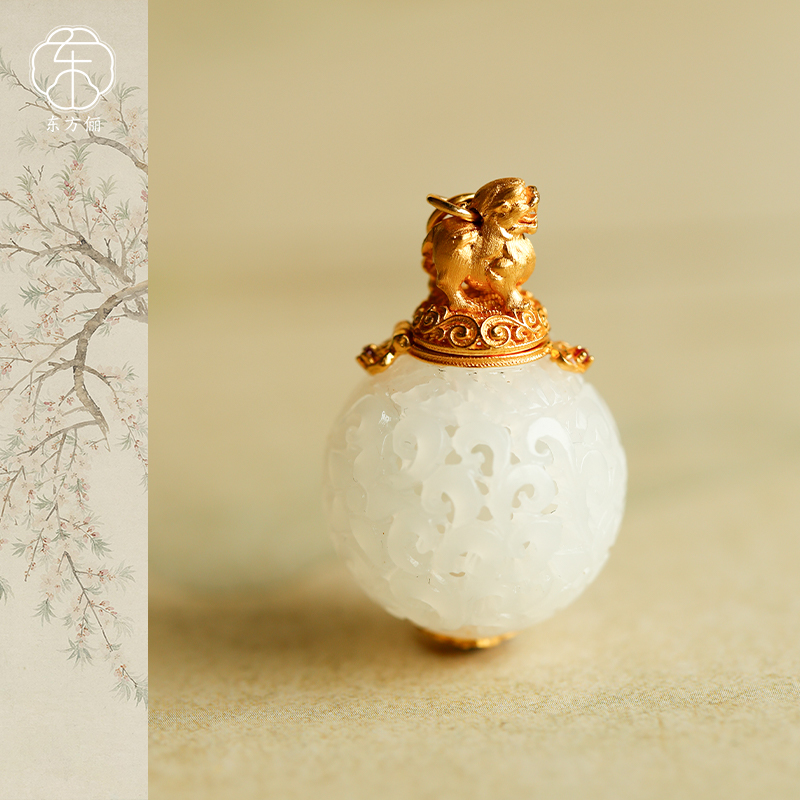 东方俪DOFUNLY【香满衣】和田玉香囊18K金设计款吊坠镶嵌WYDZ雅韵