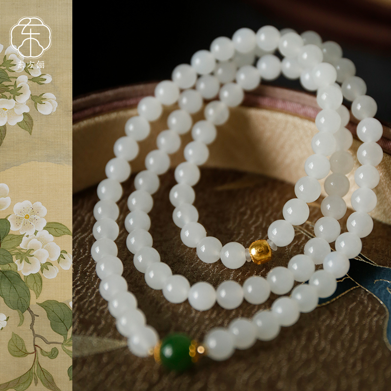 东方俪DOFUNLY【清露链】和田玉隔珠18K金项链复古百搭WYXL云窗