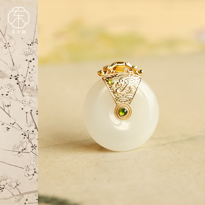 东方俪DOFUNLY【玉江月】和田玉平安扣18K金吊坠WYDZ霁月