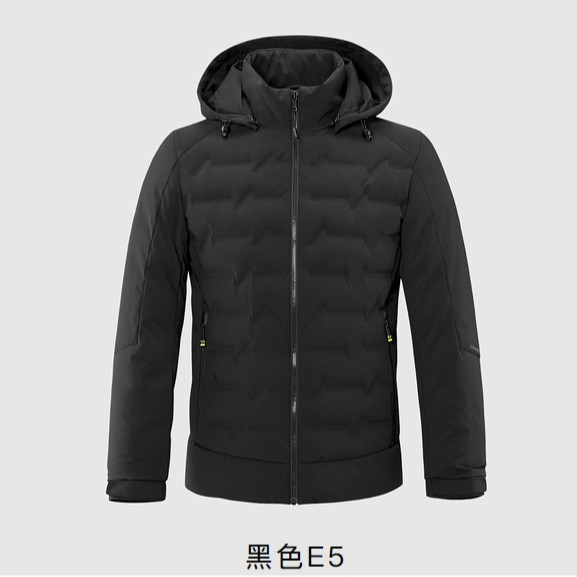 帕菲迪90白鸭绒羽绒服男士男款户外休闲黑色连帽保暖4Q095A