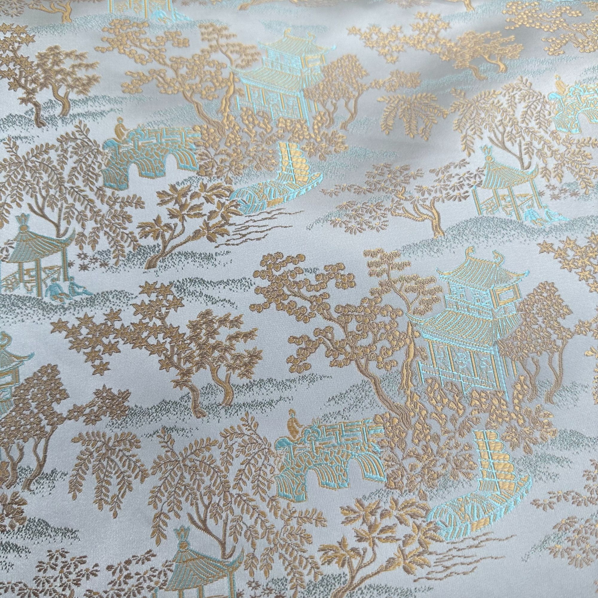 【亭台楼阁】宋锦桑蚕丝定制面料不支持7天无理由