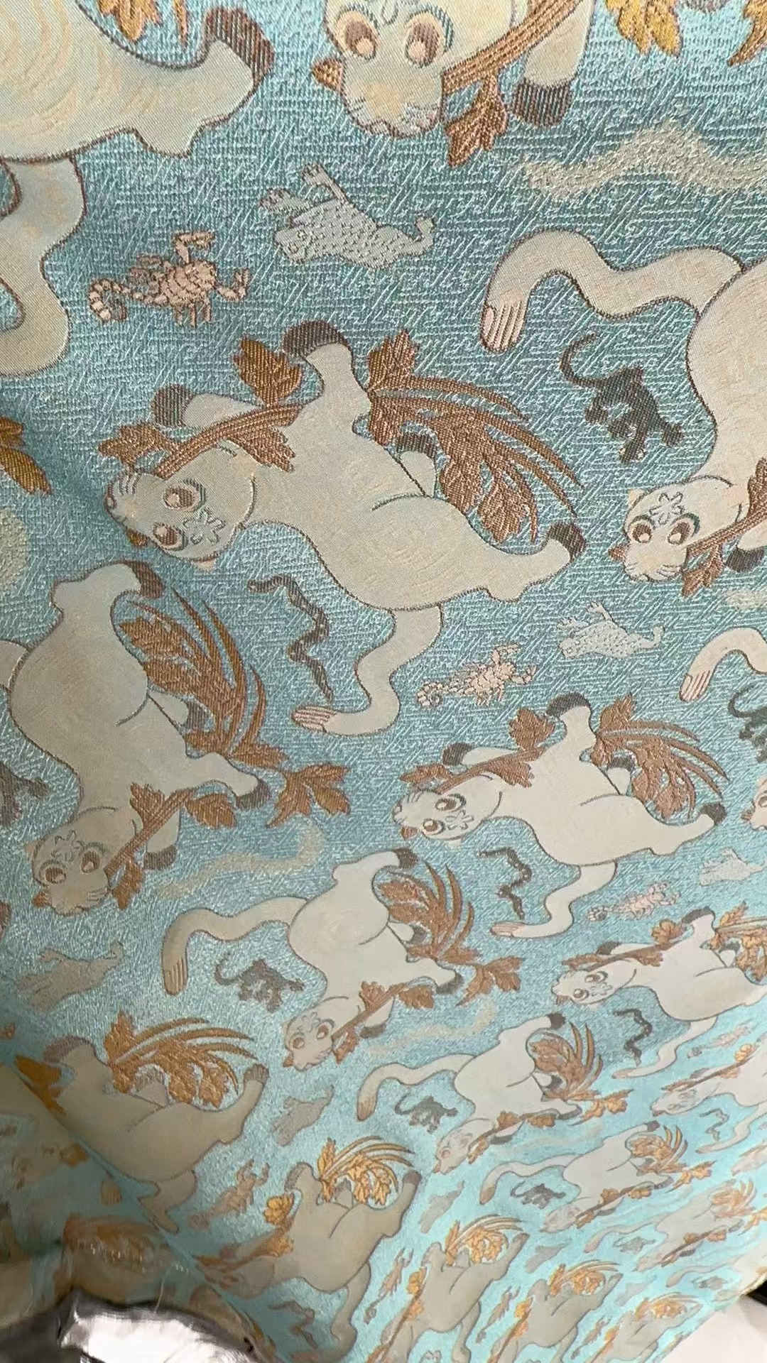 【蓝色虎镇五毒】宋锦桑蚕丝定制面料不支持7天无理由