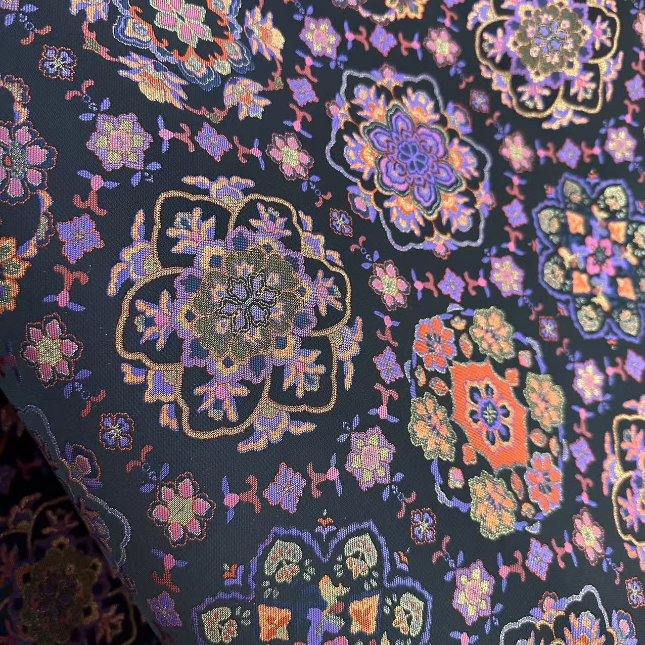 【墨金宝相花】宋锦桑蚕丝定制面料不支持七天无理由