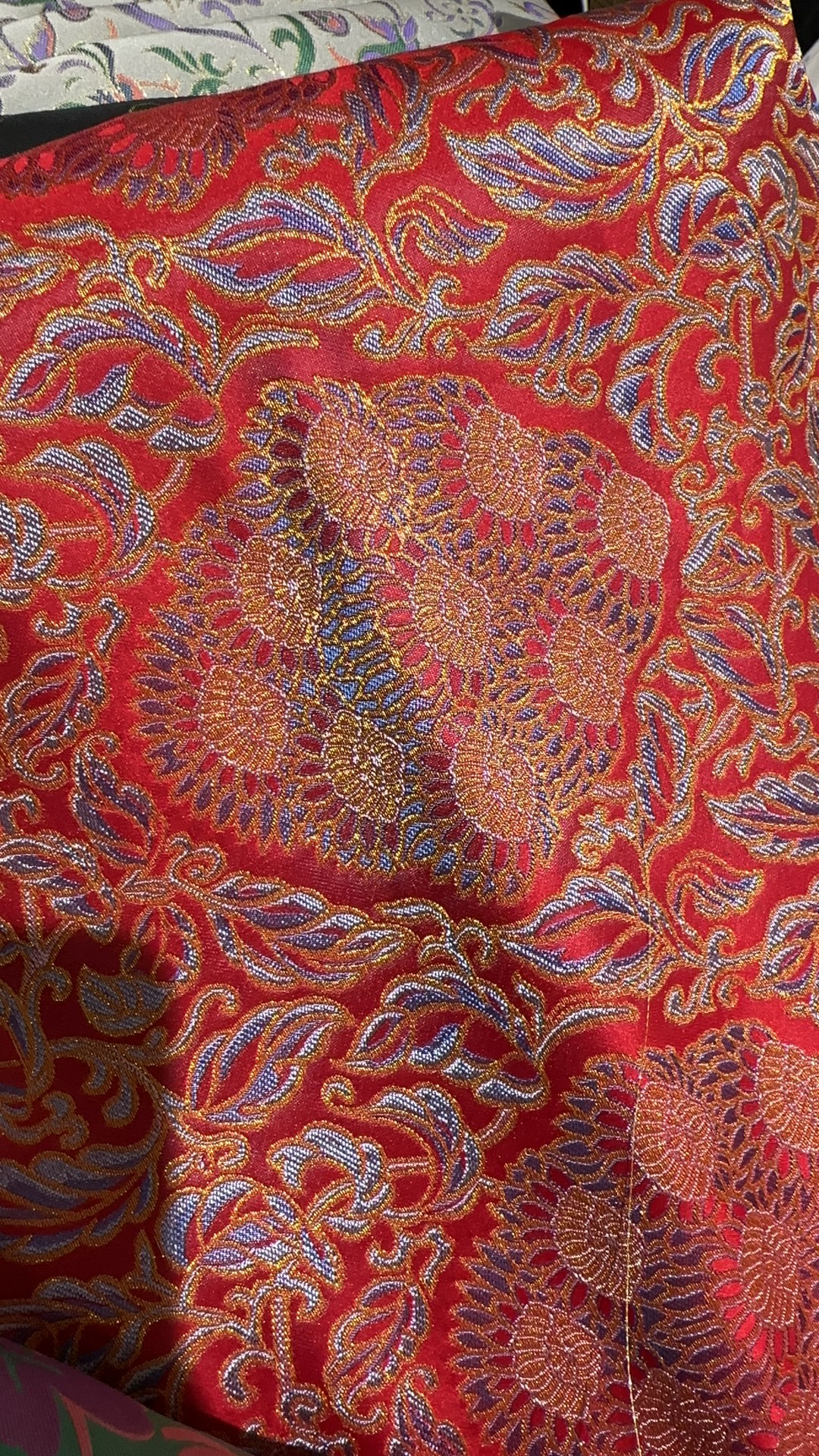 【红色菩提九子】宋锦桑蚕丝定制面料不支持七天无理由