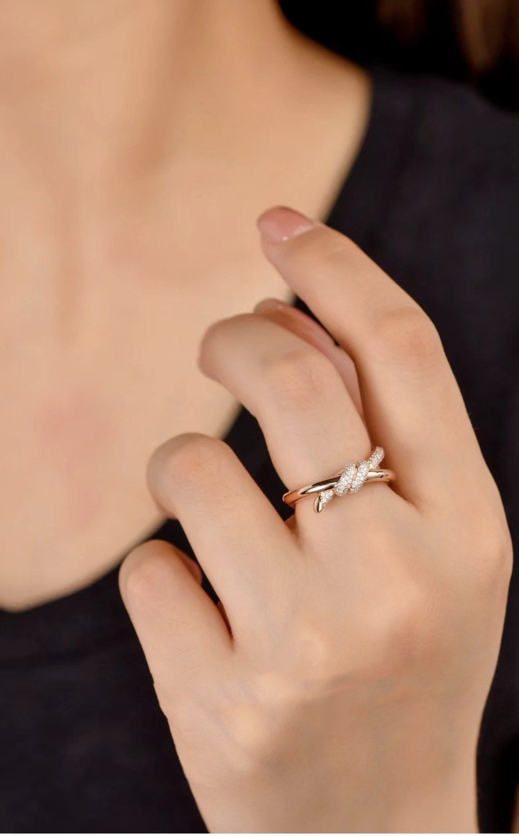 铜合金戒指 【BAIBAI】单层绳结戒指    时尚轻奢小众简约气质款